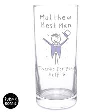 Personalised Purple Ronnie Wedding Male Hi Ball Glass